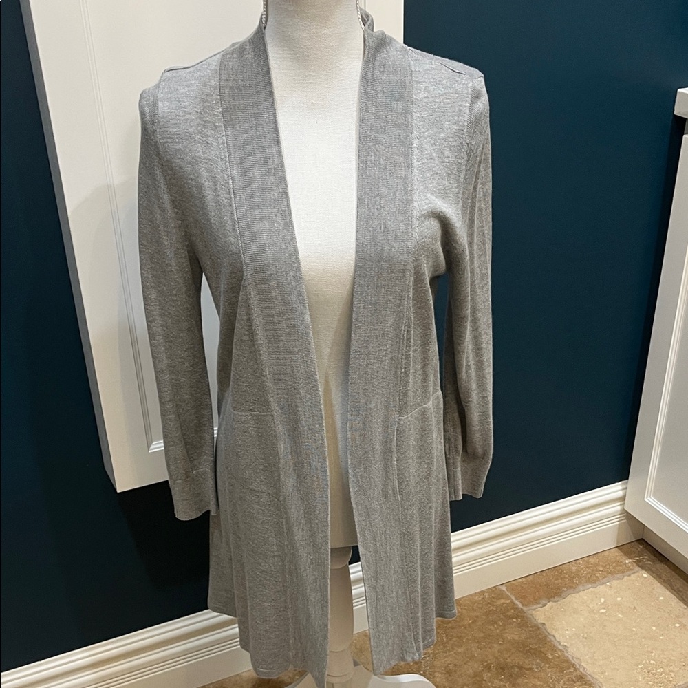 Joan Vass open soft gray cardigan